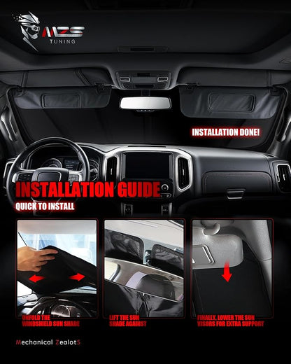 MZS Windshield Sun Shade Compatible with Soren to SUV 2021-2026 | 6-Layer Heat Insulation, 99% UV Blocking, Keeps Interior Cool, Full Coverage Visor, Foldable Car Window Sunshade, Storage Bag - Image 7
