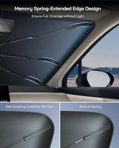 Windshield Sun Shade Umbrella for Subaru Crosstrek/Impreza 2018-2026,Subaru Crosstrek 2017, Foldable Front Window Sun Shade, Titanium Silver Coating for UV Ray Block,Keep Car Cool - Image 3