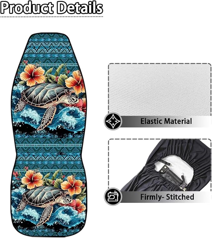 Hawaii Hibiscus Turtle Car Seat Cover Front Seats Only,Aztec Premium Polyester Seat Covers Anti-Slip Saddle Blanket Cushion Cover for Cars Trucks and SUVs - Image 4