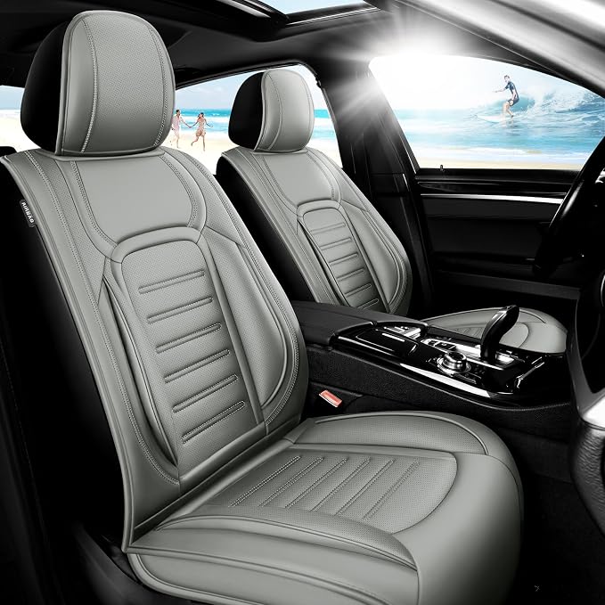 Fit Avalon Car Seat Covers for Toyota Avalon 2001-2021 2022 -Premium Leather, Waterproof，Breathable，All-Weather Seat Cushion Protecto & Airbag Compatible, Full Set Gray by Unknown