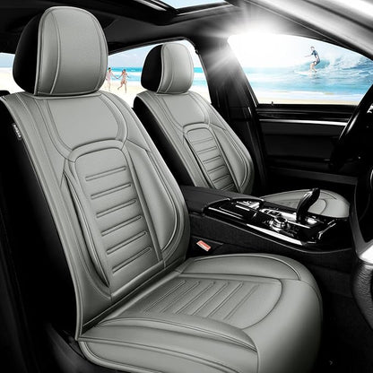Fit bZ4X Car Seat Covers for Toyota bZ4X 2023-2025 2026 -Premium Leather, Waterproof，Breathable，All-Weather Seat Cushion Protecto & Airbag Compatible, Full Set Gray by Unknown