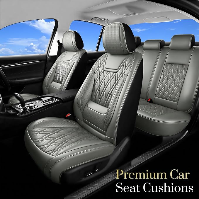 for Subaru Crosstrek 2016-2026 Car Seat Covers, Full Set, Gray | Luxury Full Coverage Leather Seat Protectors, Waterproof Breathable, Non-Slip, Easy to Install, Airbag Compatible, All-Season - Image 2