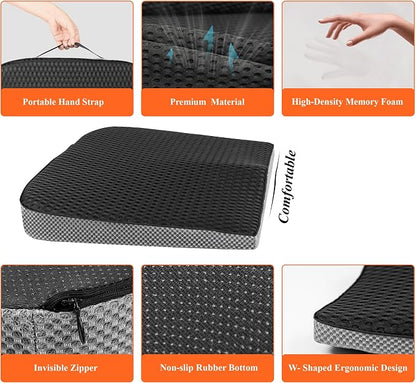 kingphenix Memory Foam Car Seat Cushion for Driving Comfort and Office Use | Coccyx and Lower Back Pressure Relief, Seat Cushion for Car, Truck, SUV, Long Drives and Office Chair, 4D Mesh Classic Black - Image 5