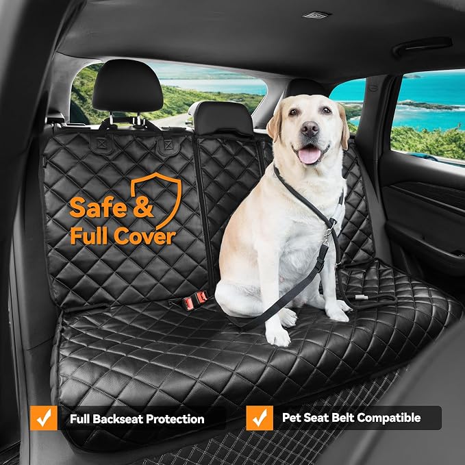 Dog Car Seat Cover for Back Seat,PU Leather Truck Back Seat Cover,XL,Black | Waterproof,Nonslip,Heavy-Duty Bench Seat Covers for Trucks Ford F150/Chevrolet Silverado/Ram1500/GMC Sierra/Toyota - Image 4