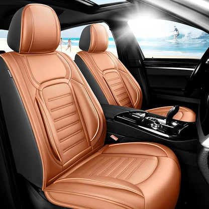 Fit Camry Car Seat Covers for Toyota Camry 2012-2025 2026 -Premium Leather, Waterproof，Breathable，All-Weather Seat Cushion Protecto & Airbag Compatible, Full Set Brown by Unknown
