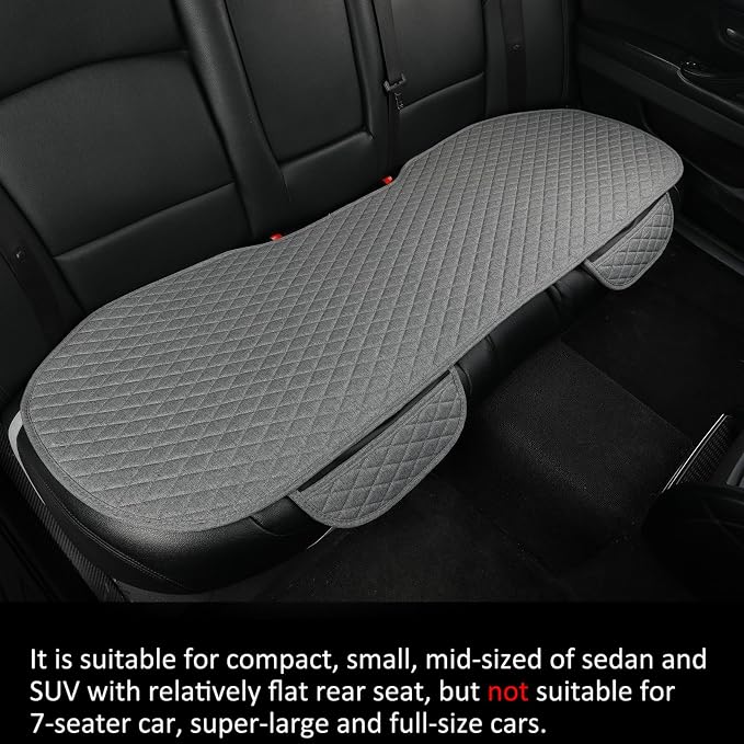 West Llama Linen Car Seat Covers,Bottom Seat Covers for Cars Include 1 Pair Front Driver Seat Pad Mat and 1 Rear Bench Cover Universal Fits 90% Vehicles,SUVs,Cars,Sedans(3Piece-Gray) - Image 6