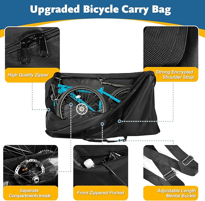 Bike Travel Bag,Heavy Duty 840D Transport Bicycle Storage Carry Bag with Strong Webbing,Portable Folding Cycling and Bicycle Bags Bike Suitcase Waterproof for Airplane Shipping - Image 4