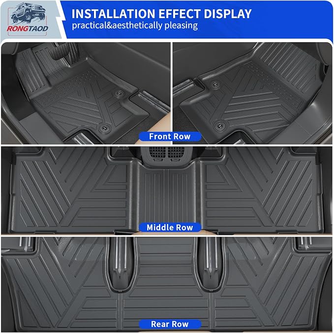 Rongtaod Floor Mats Set for 2024 2025 2026 Toyota Grand Highlander | Trunk Mat with Backrest Mat Waterproof Cargo Mat Cargo Liner TPE All Weather Back Seat Protector Grand Highlander Accessories - Image 2
