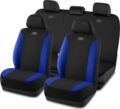 Skechers Seat Covers, Premium Breathable Polyester Car Seat Covers, Car Seat Covers Full Set Airbag Compatible, Automotive Comfort for Most Cars, Vans, Trucks, SUVs (Full Set,Blue) by Unknown
