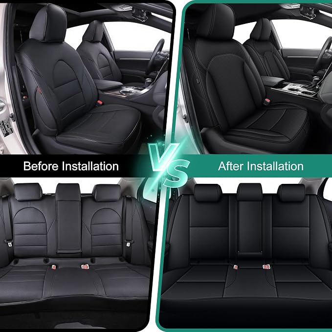 Custom Fit Seat Covers for Toyota Camry 2025-2026 XLE XSE Full Set | Black Seat Covers, Premium Faux Leather, Waterproof, Airbag Compatible, Easy to Clean, Factory-Style Fit, Interior upgrades - Image 6