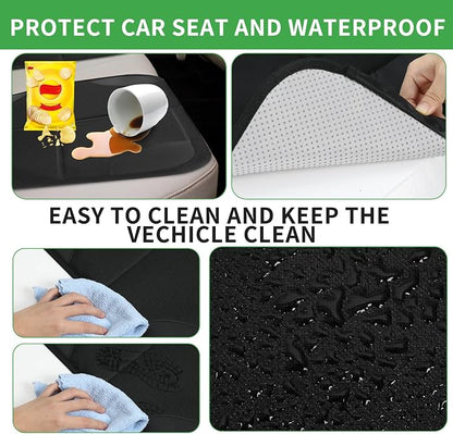 4 Pack Non-slip Car Seat Protector and Backseat Organizer Kick Mat with Tablet Holder, Large Waterproof Car Seat Protector with Storage Pockets for Leather and Fabric - Image 6