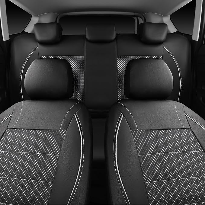 CAR PASS Piping PU Leather Car Seat Cover Full Set, Inside Zipper Design and Reserved Opening Holes, Airbag Compatible,Universal FIT for Car, SUVs,Van,Trucks（Full Set, Black & Silver - Image 7