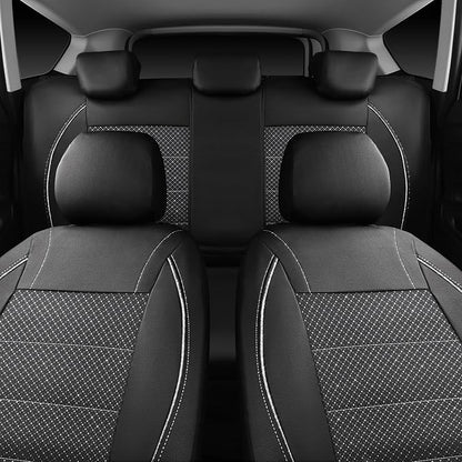 CAR PASS Piping PU Leather Car Seat Cover Full Set, Inside Zipper Design and Reserved Opening Holes, Airbag Compatible,Universal FIT for Car, SUVs,Van,Trucks（Full Set, Black & Silver - Image 7