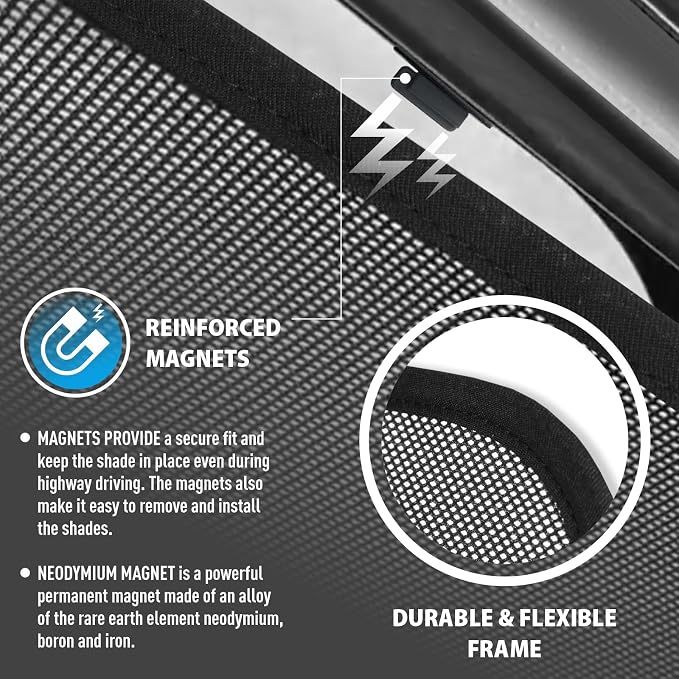 CLIM ART Magnetic Car Window Shades for Toyota 4Runner 2010-2024 – Custom-Fit Sun Blocker Curtains, Side Window Covers, Essential Car Accessories for Camping, Baby, and Privacy Protection - MS0168 - Image 5
