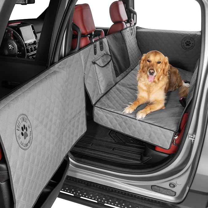 Ruff Liners XL Back Seat Extender for Dogs - As Seen on Shark Tank | Hard bottom adds 40% more space, holds up to 400 lbs, waterproof, machine-washable, heavy-duty Back Seat Cover for Dogs by RuffLiners