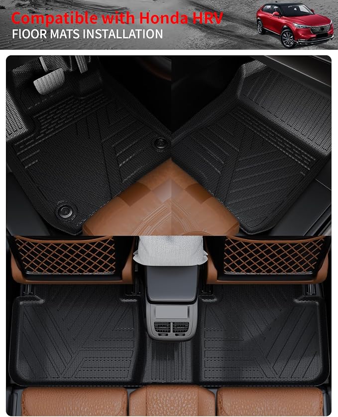 Floor Mats Set for 2023 2024 2025 2026 Honda HRV | Trunk Mat Cargo Liner Cargo Mat TPE All Weather Back Seat Cover Protector 2024 HR-V Accessories - Image 3