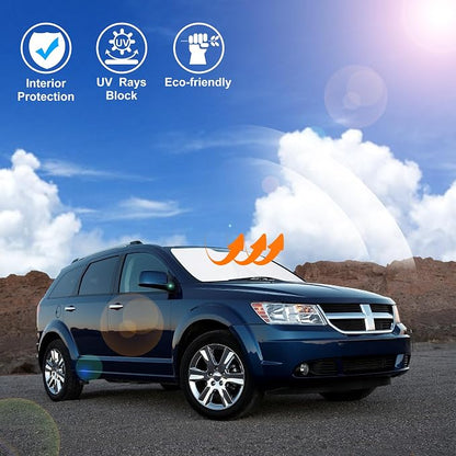 Windshield Sun Shade for 2009-2020 Dodge Journey Accessories | Full covered for windshield, Foldable & Durable, Block UV Rays, Reduce Heat, Easy to install, Keep Car Cooler - Image 4