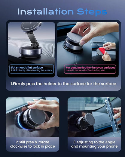 MagSafe Car Charger Mount, 15W Fast Wireless Charging Phone Holder, 108LB Vacuum Suction Cup & 3800gf Strong Magnet, 360° Adjustable Dashboard Windshield Mount for iPhone 17 Pro Max/17 Air/16-12 - Image 9