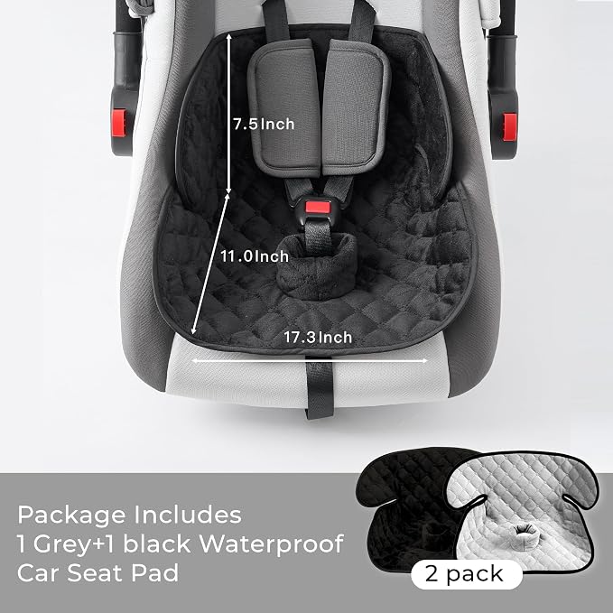 2 Pack Waterproof Piddle Pads Carseat Potty Training Car Seat Protector Waterproof Car Seat Liner Cover to Prevent Pee(Grey-1 Pack+Black-1 Pack) - Image 5