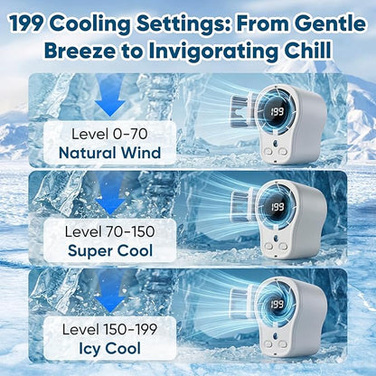 Car Clip on Air Conditioner Fan with LED Display, 360 Rotation, 199 Speeds & Semi-Cooling Technology, USB Rechargeable Personal Fan, Hands-Free Clip on Fan for Cars, Camping (White) - Image 2