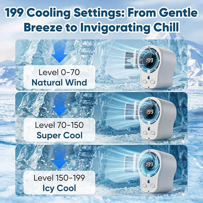 Car Clip on Air Conditioner Fan with LED Display, 360° Rotation, 199 Speeds, Cooling Technology, USB Rechargeable Personal Fan, Hands-Free Clip on Fan for Cars, Work, Camping (White) - Image 5
