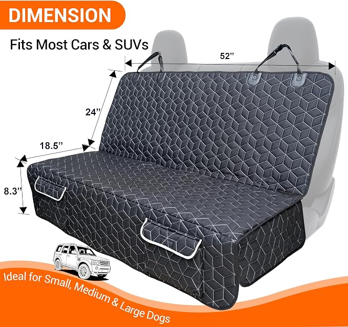 Meginc Dog Car Seat Cover-Waterproof Bench Back Seat Protector for SUV&Cars | Heavy-Duty Oxford Rear Seat Cover for Pet Hair, Spills, Velcro Openings, Non-slip, Scratch-Resistant, Machine Washable - Image 4