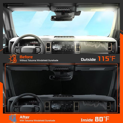 Custom Fit Windshield Sun Shade for Ford Explorer 2011-2019 - Full Coverage, 210T Reflective Fabric, Double-Layer Design - Blocks 99% UV Rays, Keeps Car Cool, Easy to Install and Store - Image 2