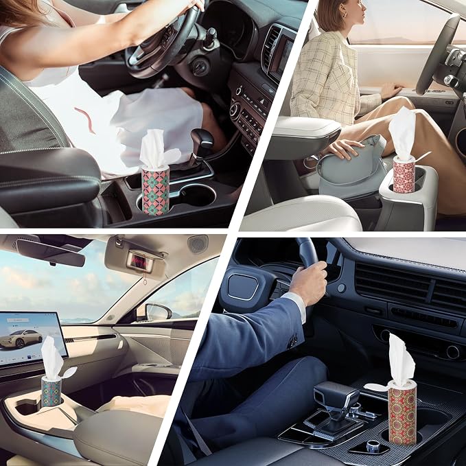 Carson Works Car Tissues Holder 4 Packs Round Car Tissues Cylinder Fit for Car Cup Holder, Home Small Tissue Dispenser with Facial Tissues for Travel Car Bathroom Office - Image 4