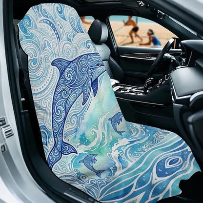 Polynesian Dolphin Print Car Seat Towels for Sweat Multi-Purpose Towel Seat Covers with Storage Bag Sweat Absorption Sports Towel for Gym Workout, Running, Swimming, Beach and Hiking - Image 2