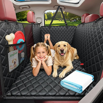 URPOWER Hard Bottom Dog Car Seat Cover for Back Seat, Waterproof Hammock | 400 lbs Support, 45% More Space, Waterproof, Fits Most Car & SUV, Mesh Window, Scratch Resistant, Non-Slip, Pee Pad Included by URPOWER