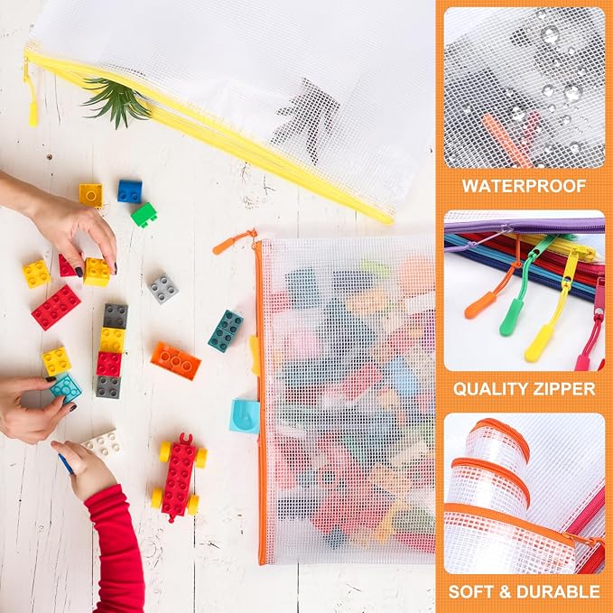YOPCDJ 20PCS Mesh Zipper Pouch Bags,File Bags,Toy Storage Bags,Clear Organizer Bags,Suitable for Board Game,Home,School,and Office Organization(10A3+10A4) - Image 4