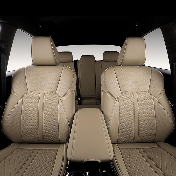 Custom Fit Camry Seat Covers for 2025 2026 Toyota Camry LE SE - Beige | Waterproof Faux Leather Full Coverage, Car Seat Protectors Full Set with Armrest Covers, Airbag Compatible - Image 3