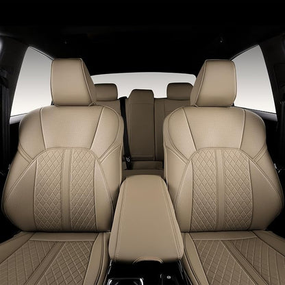 Custom Fit Camry Seat Covers for 2025 2026 Toyota Camry LE SE - Beige | Waterproof Faux Leather Full Coverage, Car Seat Protectors Full Set with Armrest Covers, Airbag Compatible - Image 3