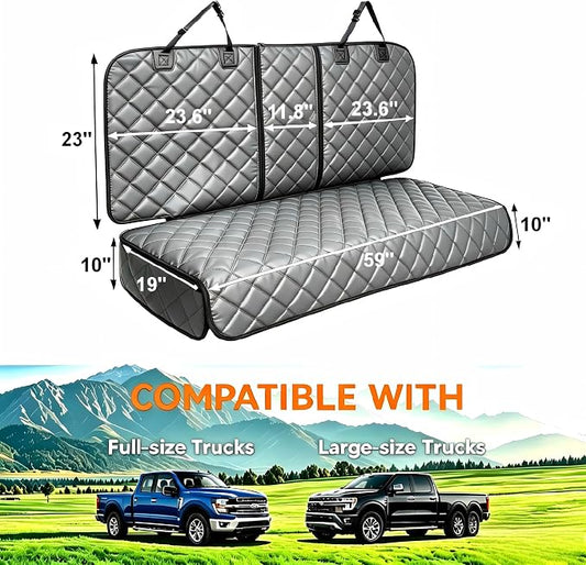 Dog Car Seat Cover for Back Seat,PU Leather Truck Back Seat Cover,XL,Grey | Waterproof,Nonslip,Heavy-Duty Bench Seat Covers for Trucks Ford F150/Chevrolet Silverado/Ram1500/GMC Sierra/Toyota - Image 2