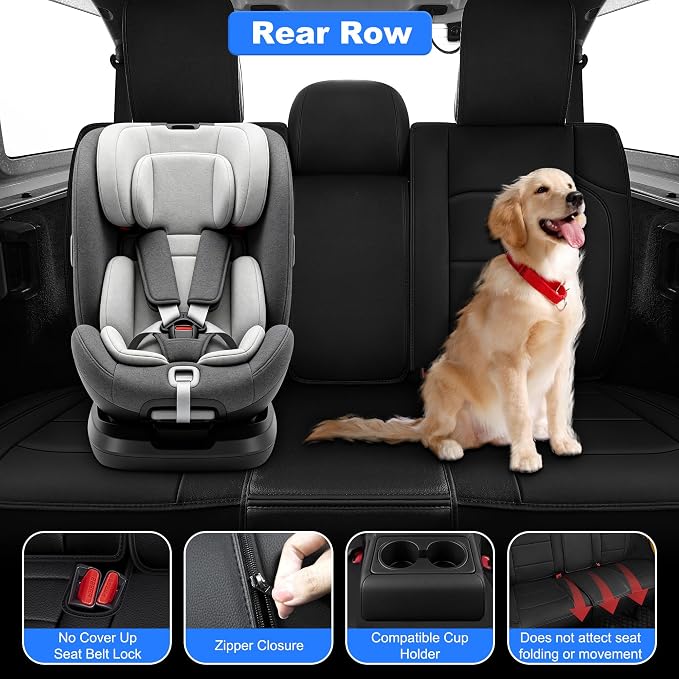 TTX LIGHTING Custom Fit Seat Covers for Jeep Wrangler JL 4-Door 2018-2025 | Original Seat Pattern Faux Leather Covers Waterproof Full Set for 5 Seats Airbag Compatible Protection - Image 7