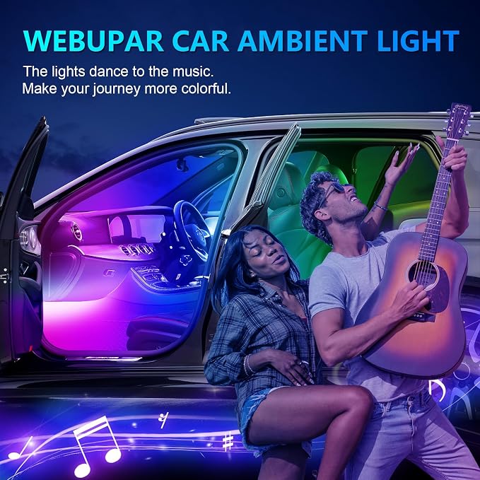 RGBW Acrylic Car Interior Led Kit, Car Accessories 22 in 1 Car Ambient Lighting Kits with APP Control and 213 Color Modes, Multicolor RGBW Neon Car LED Strip Lights with Music Mode - Image 6