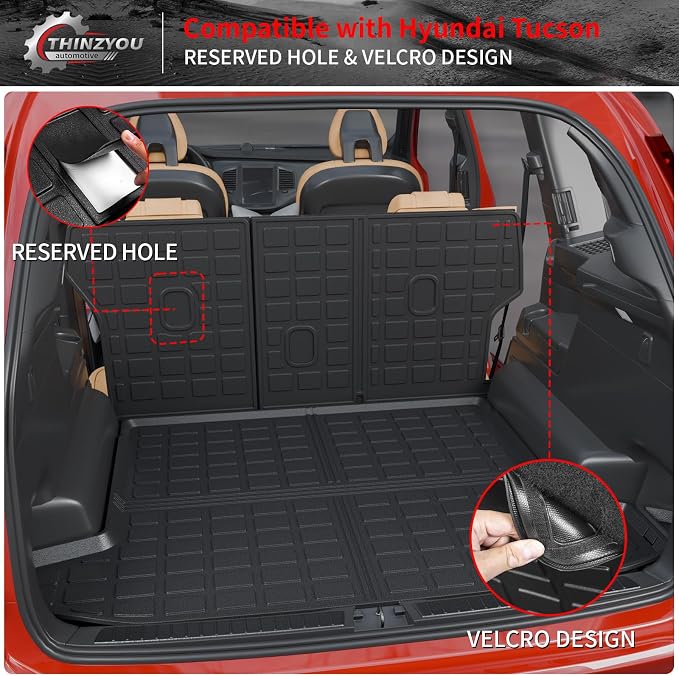Floor Mats Set for 2022-2025 2026 Hyundai Tucson | NOT for PHEV & N-Line, Trunk Mat Cargo Liner Cargo Mat TPE All Weather Back Seat Cover Protector 2024 Tucson Accessories - Image 7
