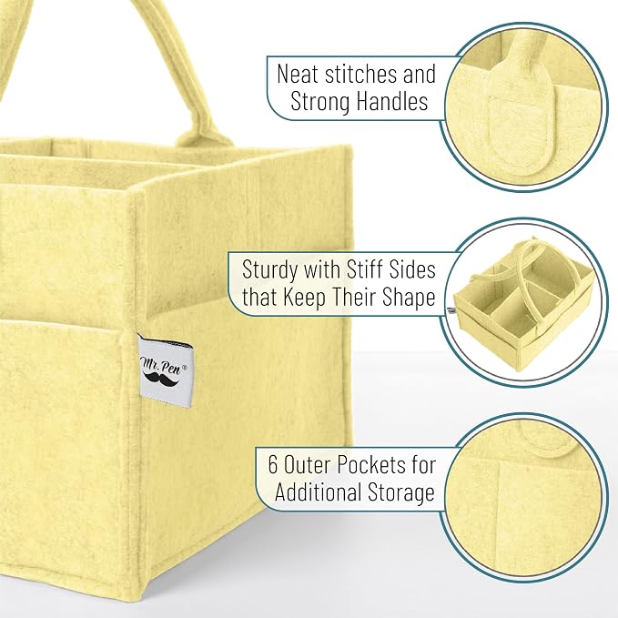 Mr. Pen- Baby Diaper Caddy Organizer, Lemon Glow | Nursery Storage Bin and Car Organizer for Diapers and Baby Wipes - Image 3