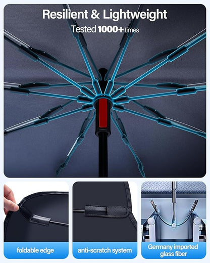 [2025 Upgrade] Windshield Sun Shade Umbrella, Foldable Car Sun Shade with Vinyl Coating Heat Shield UV Ray Reflector Keeps Cool and Protect Interior, for Auto Trucks Sedan SUV (61" x 31") - Image 5