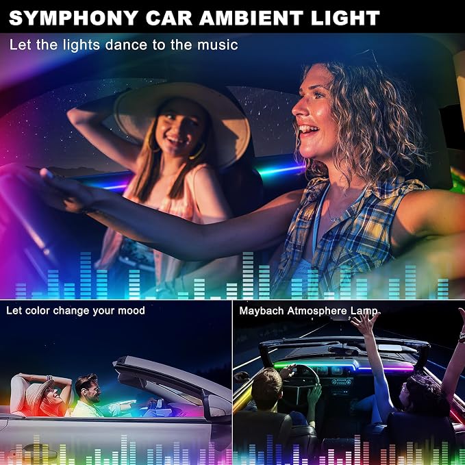 Dreamcolor Acrylic Interior Car LED Strip Light with Wireless APP, RGB 22 in 1 with 175 inches 612 LEDs Fiber Optic Strip Lights for Car, Dual Zone Music Sync Neon Car Ambient Lighting Kits - Image 8