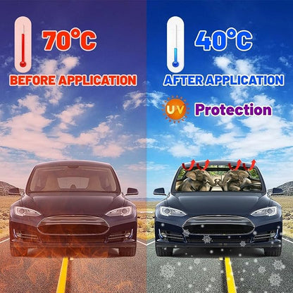 Elephant Driving Car Windshield Sun Shade Umbrella Elephant Gifts for Women Foldable Funny Animal Sunshade for Car Windshield Block UV Rays for Fits Most Sedans SUV Trucks Cars 57"x30" - Image 6