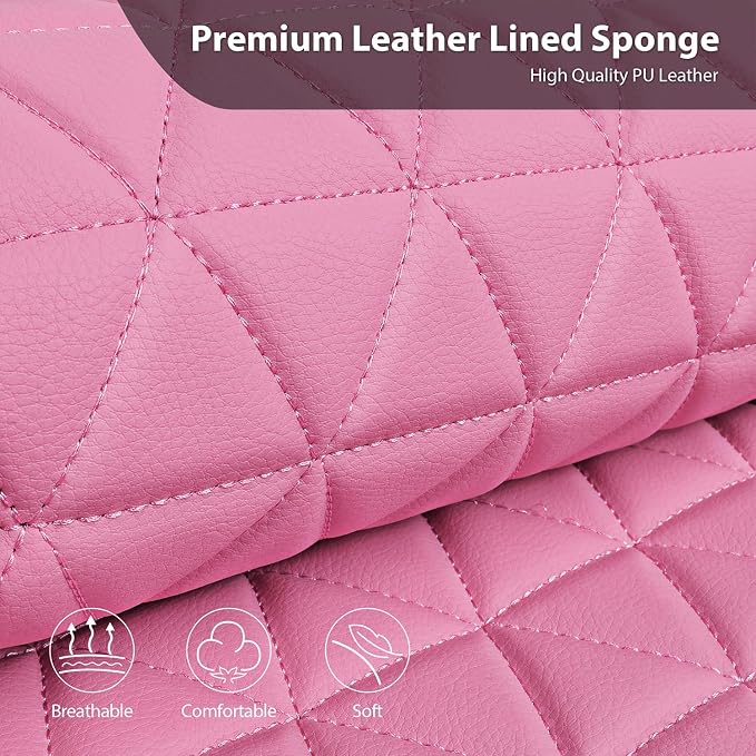 CAR PASS Bling Diamond Pink Leather Car Seat Covers for 2 Front Seats Protector, Waterproof Shining Glitter Sparkly Crystal Universal Armrest Fit Automotive Truck SUV Cute Women Girl, Pink Rhinestone - Image 3