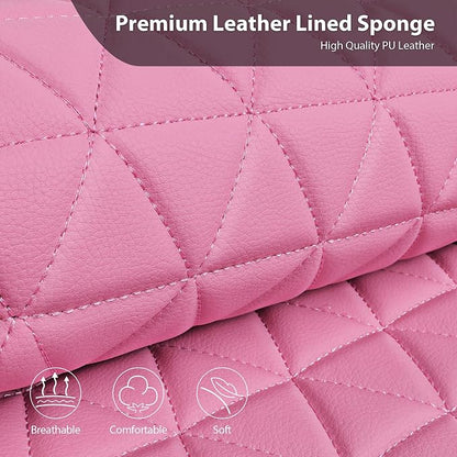 CAR PASS Bling Diamond Pink Leather Car Seat Covers for 2 Front Seats Protector, Waterproof Shining Glitter Sparkly Crystal Universal Armrest Fit Automotive Truck SUV Cute Women Girl, Pink Rhinestone - Image 3