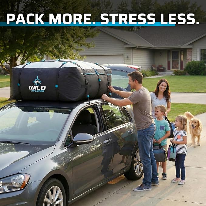 Rooftop Cargo Carrier 15 Cu Ft, Waterproof Soft Shell Roof Bag | Heavy Duty Car Top Luggage Cargo Bag with Patented Door Hooks, Protective Mat and Storage Bag (44 x 34 x 17 in, L) - Image 2
