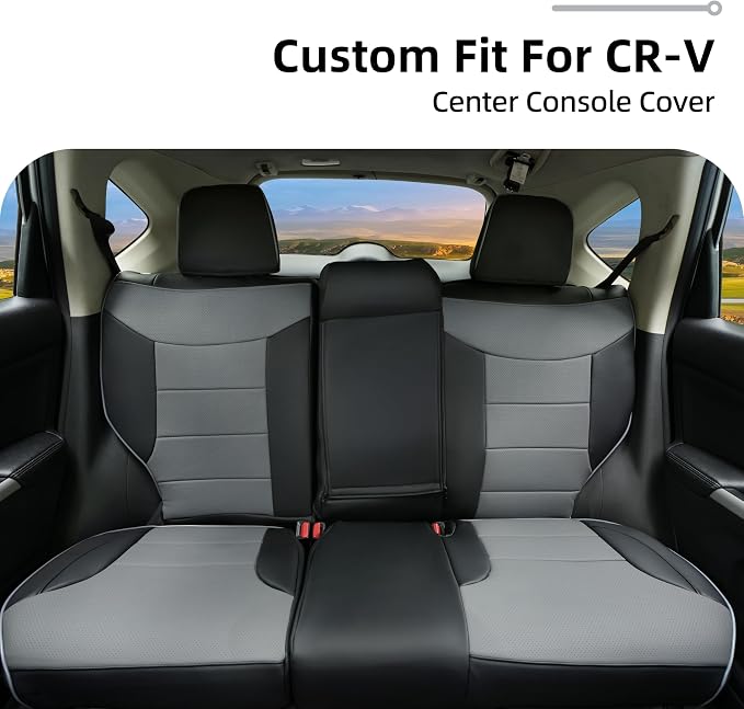 Lolcar CRV Seat Covers Custom Fit for Honda CRV 2015 2016 Full Set Car Seat Cover for SUV, Leather Truck Seat Protectors,Faux Leather (Black/Gray) - Image 6