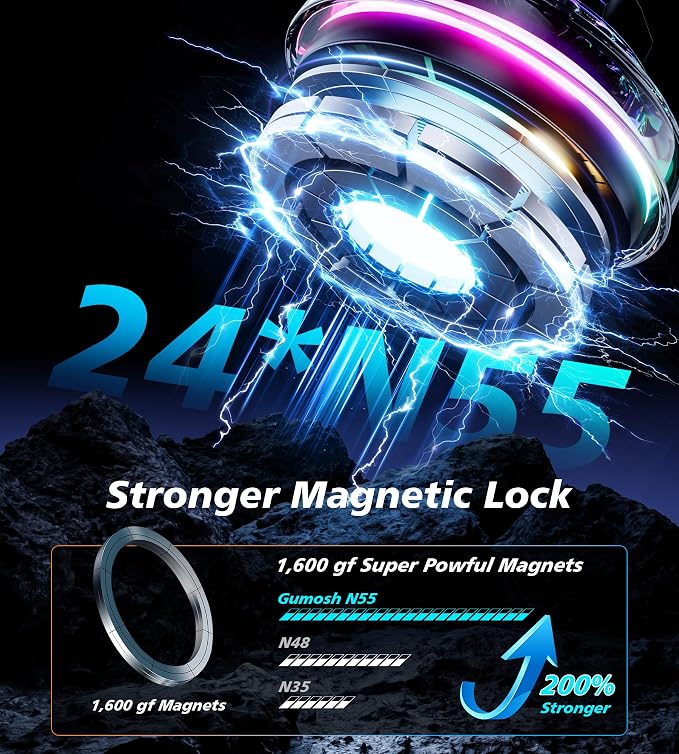 for Qi2 15W MagSafe Car Mount Charger with Cooling Fan, [Rapid Charging Cooler with RGB Lights], 78+LBS Stronger Suction Wireless Magnetic Mount on Vent/Dash/Windshield, for iPhone 17 16 15 14 13 12 - Image 7