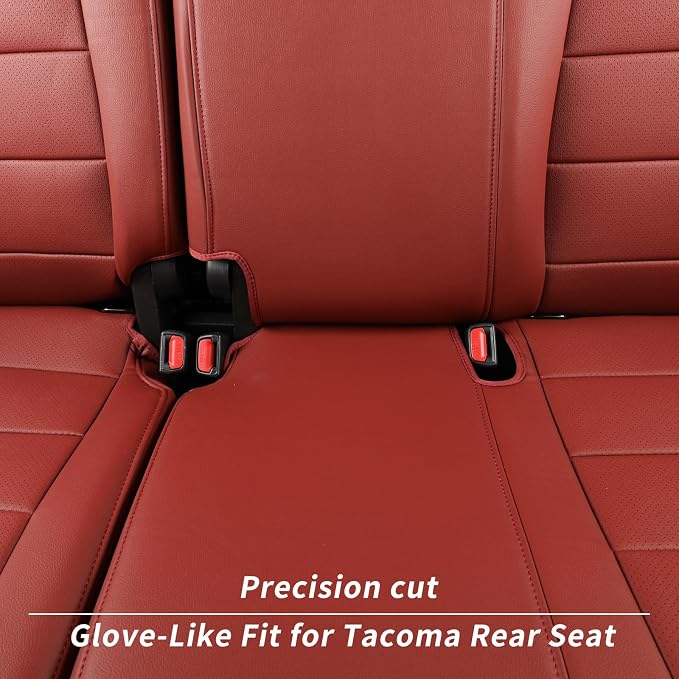 Tacoma Hybrid Seat Covers Full Set for 2024-2026 Toyota Tacoma TRD Sport,TRD Off-Road,Limited,Trailhunter Pickup,Fully Covered,Waterproof Leather Car Seat Protector (Wine Red) - Image 7