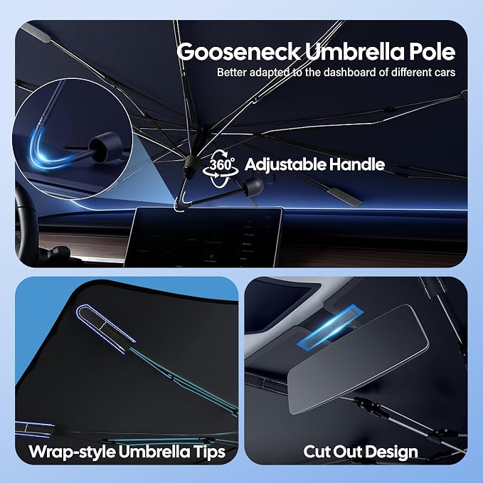 EcoNour Windshield Sunshade & Window Tint for Ford Fusion 2013 2014 2015 2016 2017 2019 2020 2021 | Front Windshield Sun Shade UV Heat Blocker | Foldable Car Sun Visor Interior Accessories - Image 4