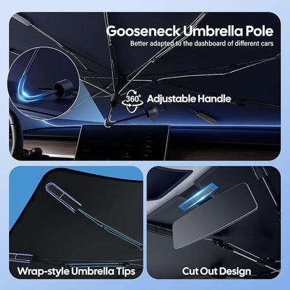 EcoNour Windshield Sunshade & Window Tint for Ford Fusion 2013 2014 2015 2016 2017 2019 2020 2021 | Front Windshield Sun Shade UV Heat Blocker | Foldable Car Sun Visor Interior Accessories - Image 4