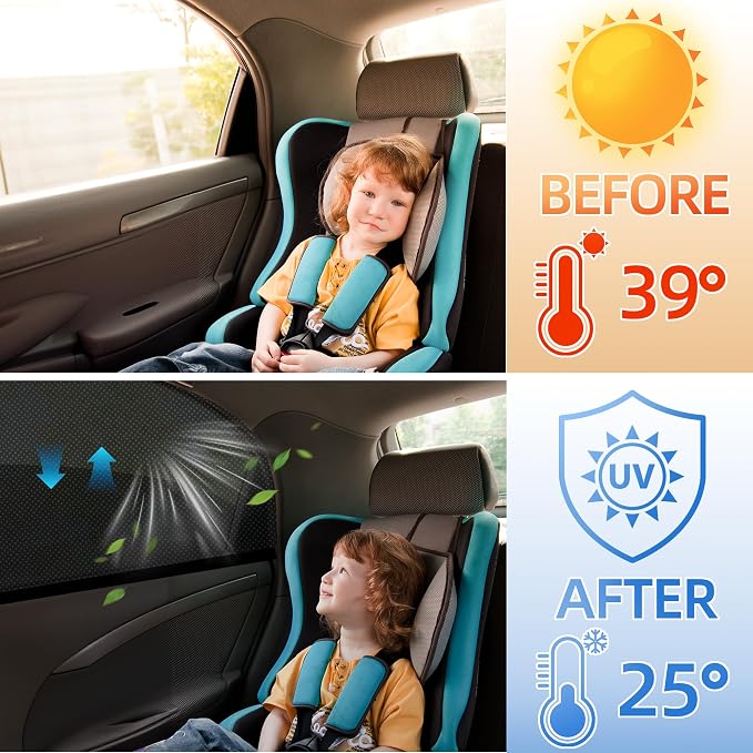2026 New Upgrade Car Window Shades, 2 Pack Side Car Window Sun Shades for Camping, UV Protection Breathable Mesh Baby Window Covers, Window Screen for Car, Truck, SUV, Protect Privacy for Kids, Family - Image 5